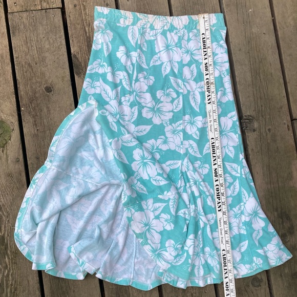VINTAGE Skirt Flared Midi Swim Coverup Floral Blue Green White Size Small - Picture 5 of 6